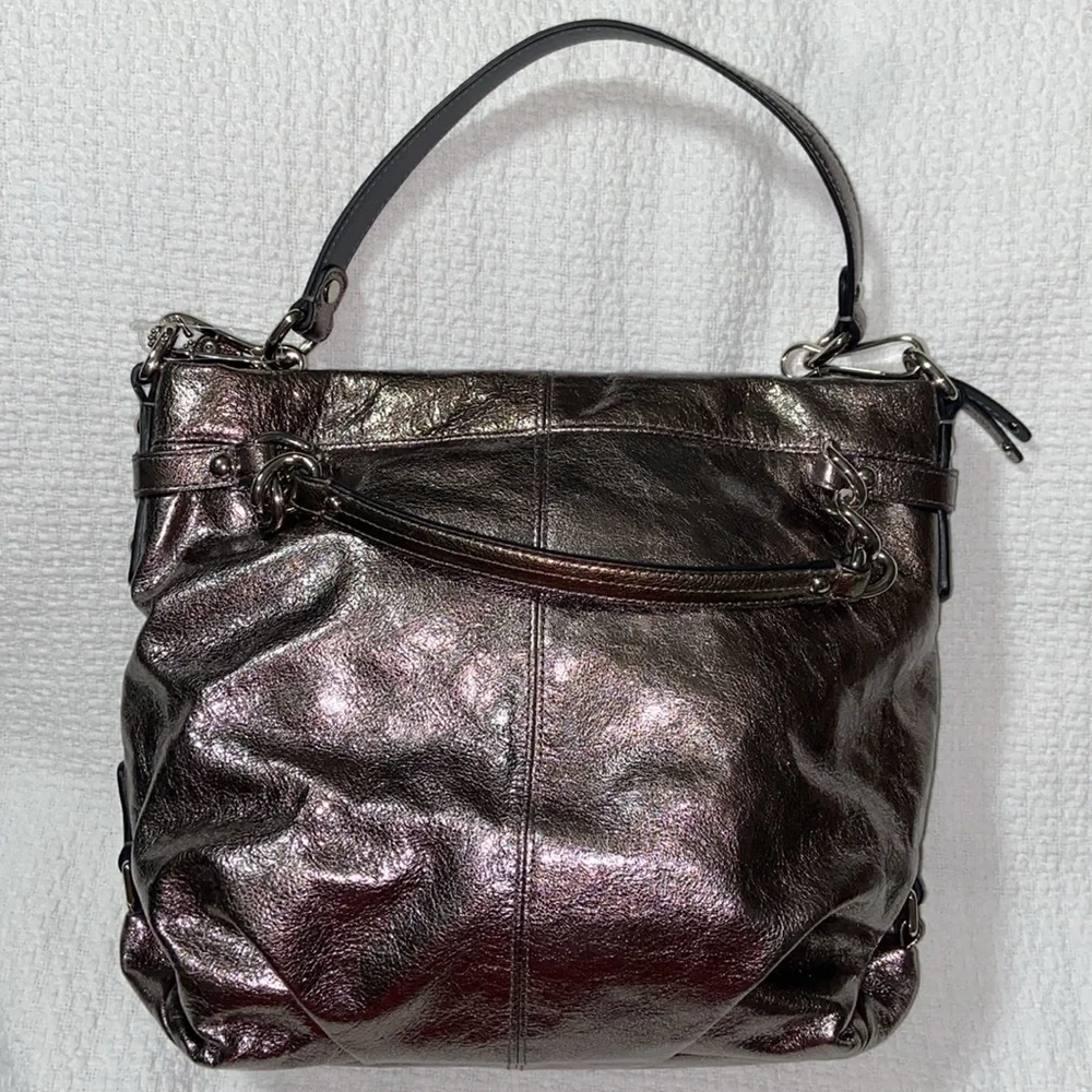 Like new COACH F17165 BROOKE PEWTER METALLIC HOBO/SATCHEL BAG - REMOVABLE STRAPS